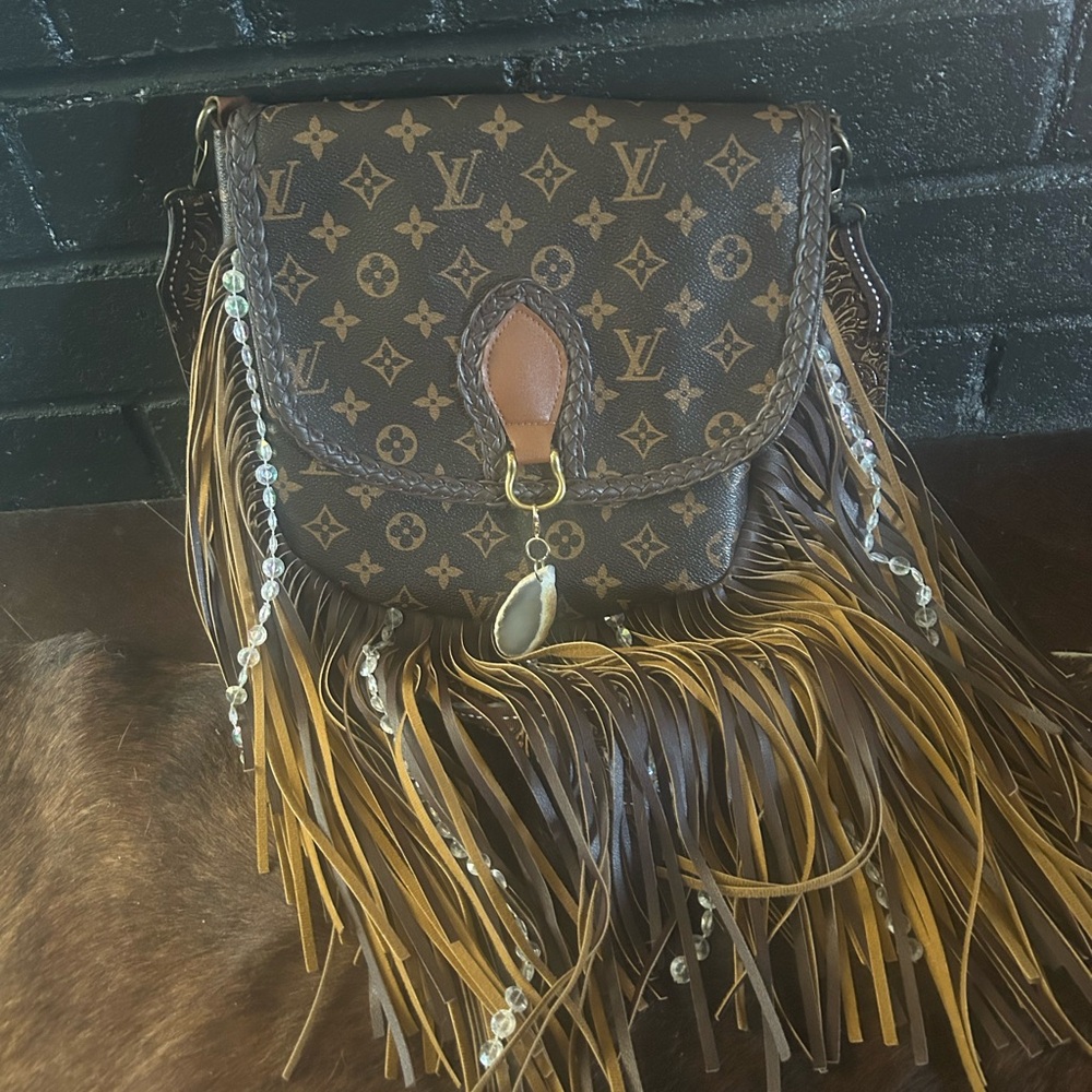 Brown Fringe Designer Crossbody Bag